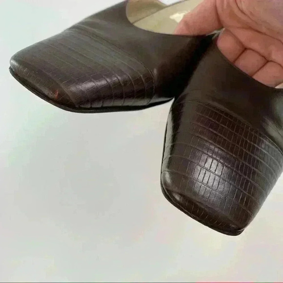 Talbots heels size 6.5 chocolate brown Italian leather mules vintage 80s 90s - Picture 10 of 12